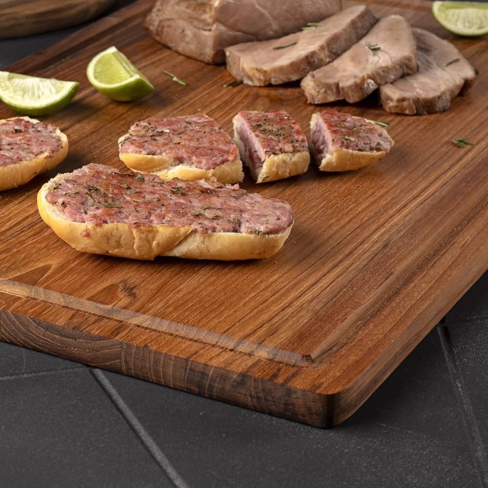 Tábua Churrasco Com Canaleta 58Cmx38cm Madeira Teca Stolf - Madeira
