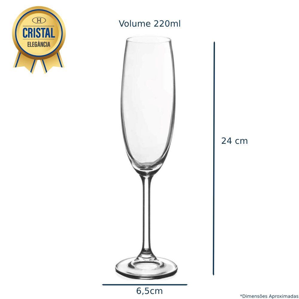 Taça De Champanhe De Cristal Gastro Bohemia 220Ml - Transparente