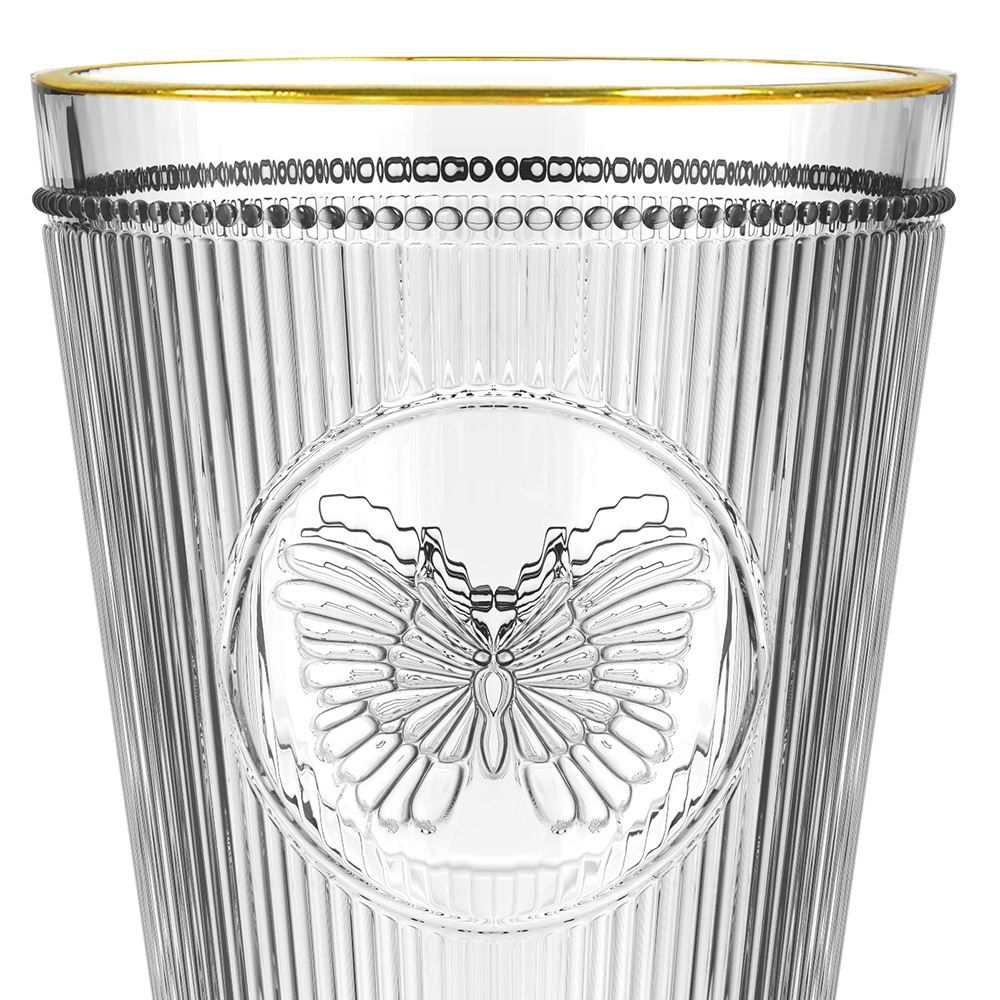 Taça Borboleta Em Vidro Gold Rim L Hermitage Filete Dourado - 325ml
