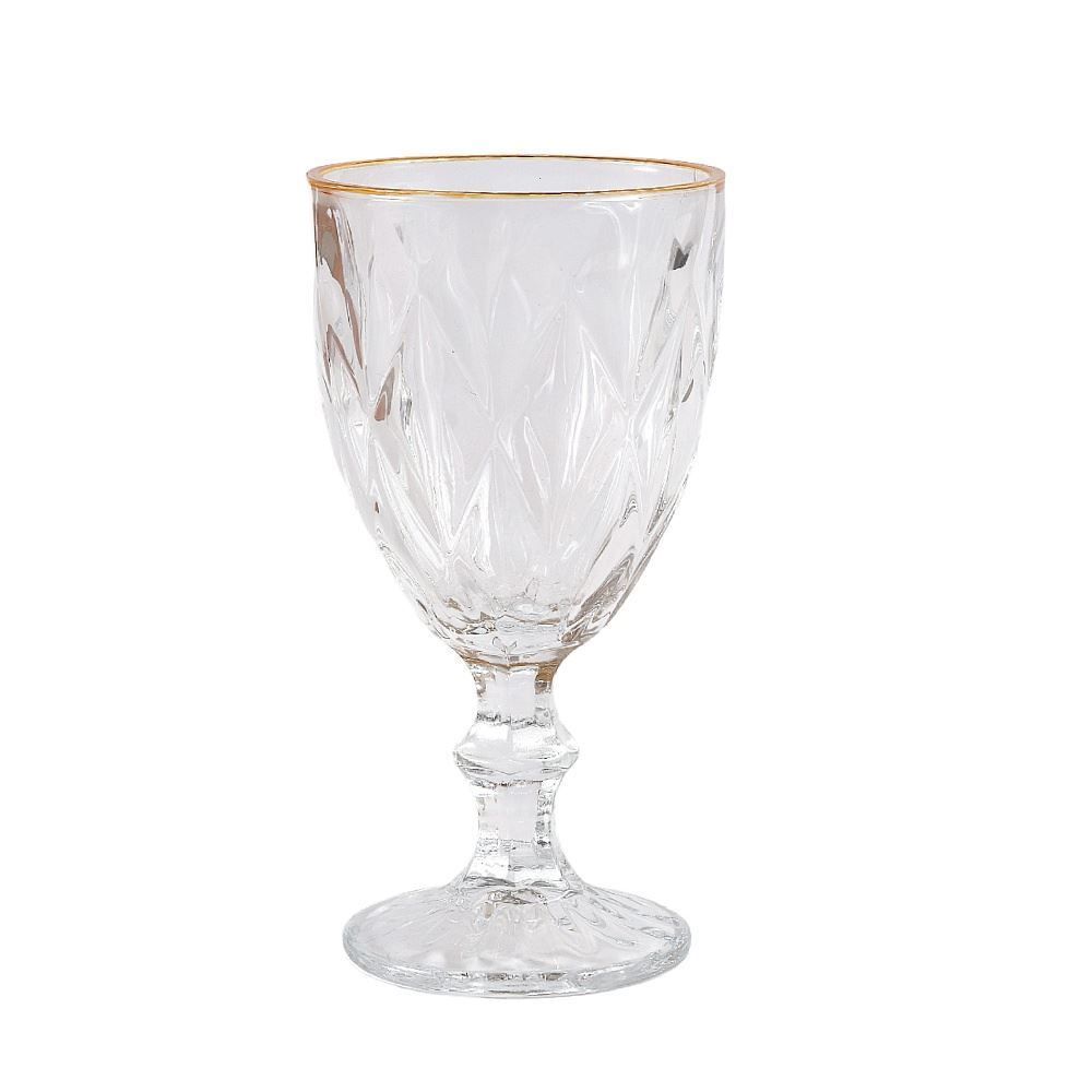 Taça de Água com Filete Dourado Diamond Lyor 330Ml - Vidro