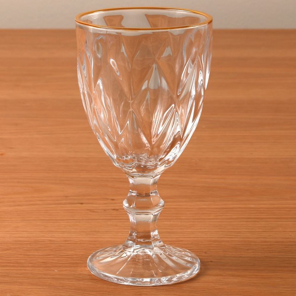 Taça de Água com Filete Dourado Diamond Lyor 330Ml - Vidro