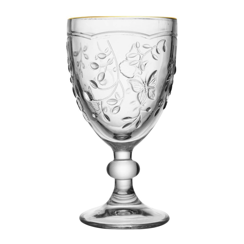 Taça De Água New Butterfly Com Filete Dourado Lyor - 320ml