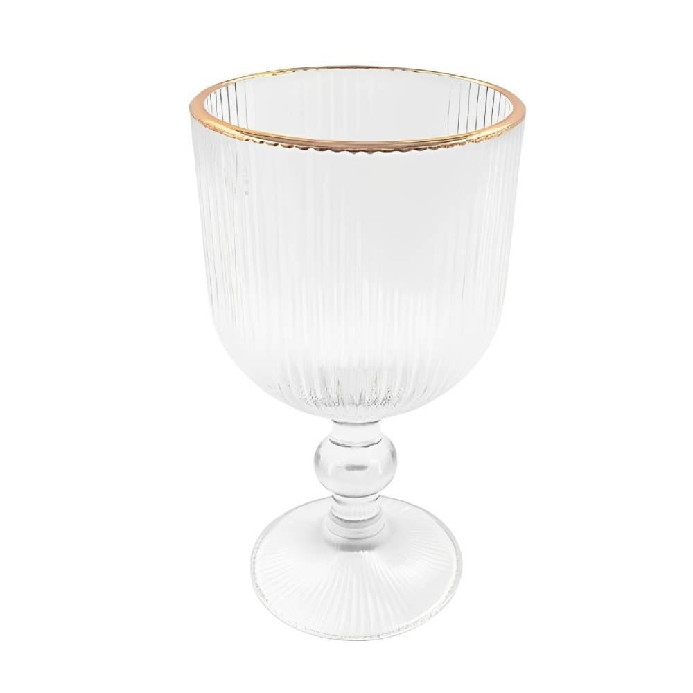 Taça De Água Vidro Filete Dourado Premium Havan Casa 365Ml - Transparente