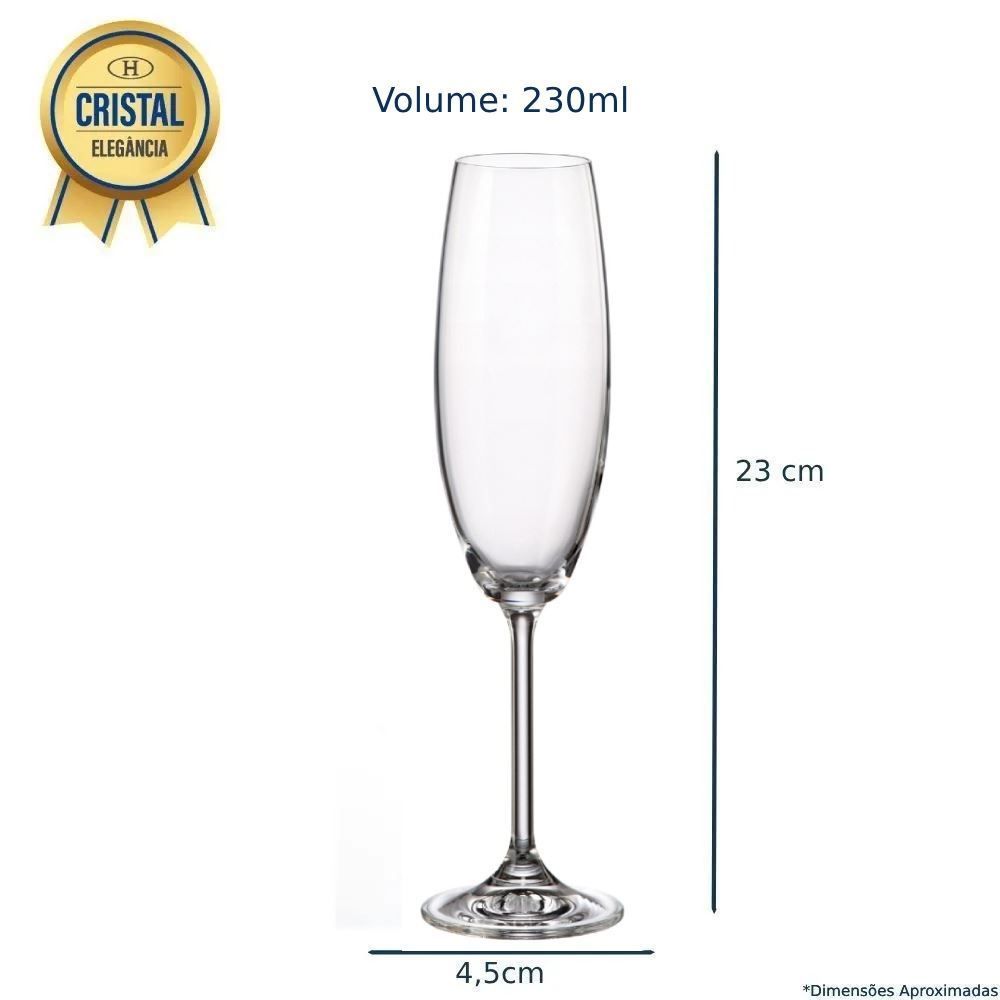Taça De Champanhe Cristal Requinte Bohemia 230Ml - Transparente