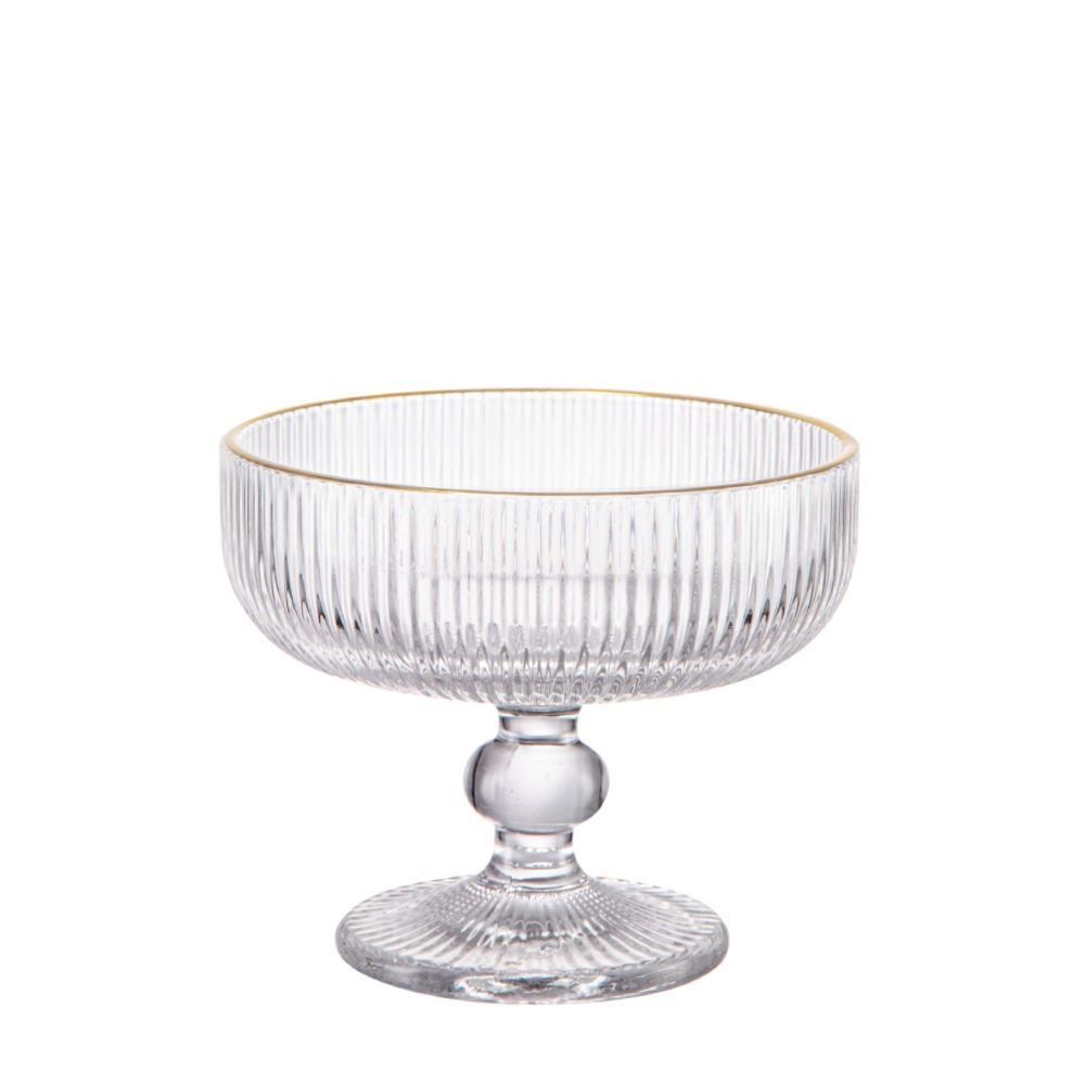 Taça De Sobremesa Filete Dourado Cameratta 310Ml - Transparente