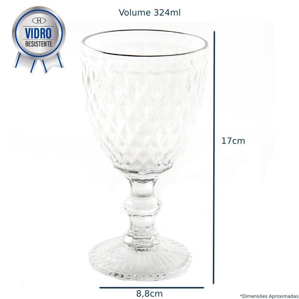 Taça De Vidro Filete Prata Havan Casa 324Ml - Transparente