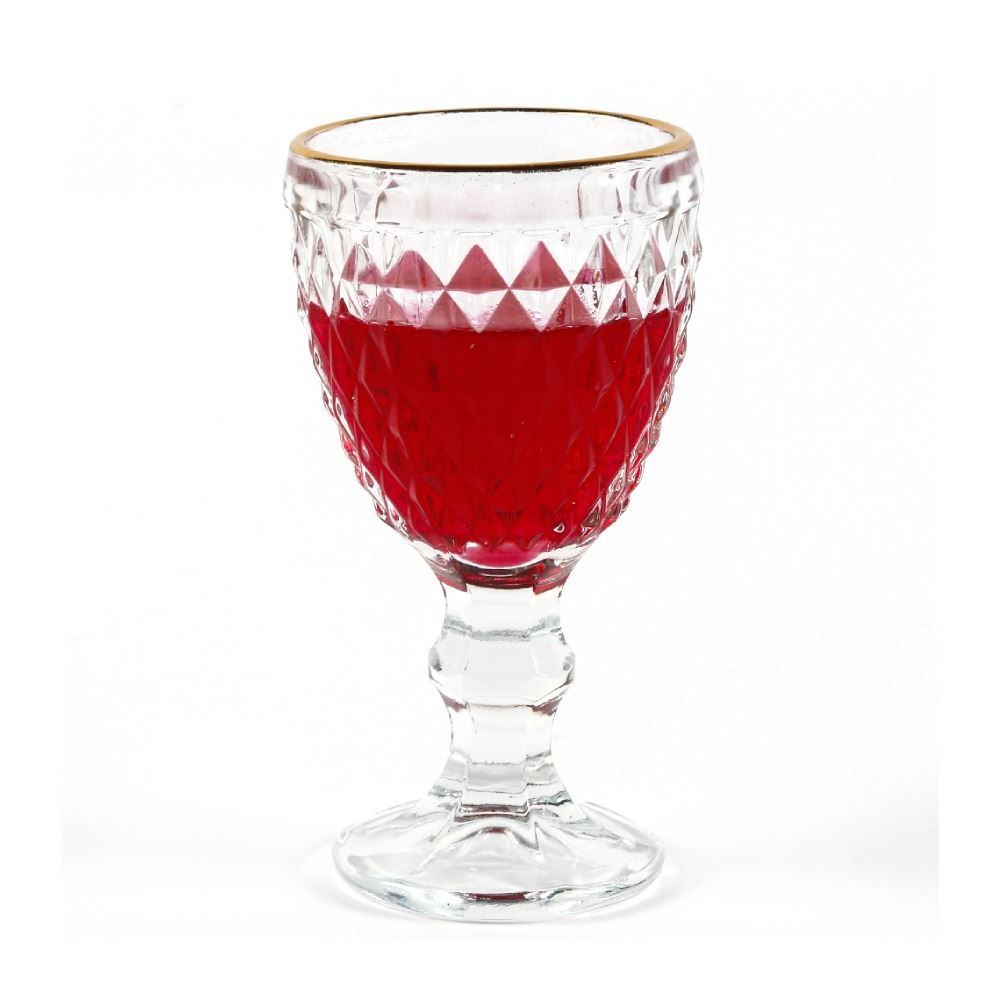 Taça Licor Vidro Bico De Abacaxi Lyor 50Ml - Transparente Filete Dourdo