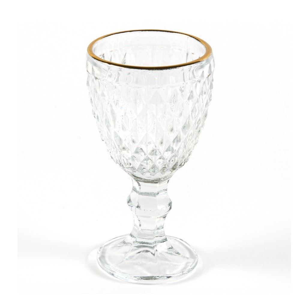 Taça Licor Vidro Bico De Abacaxi Lyor 50Ml - Transparente Filete Dourdo