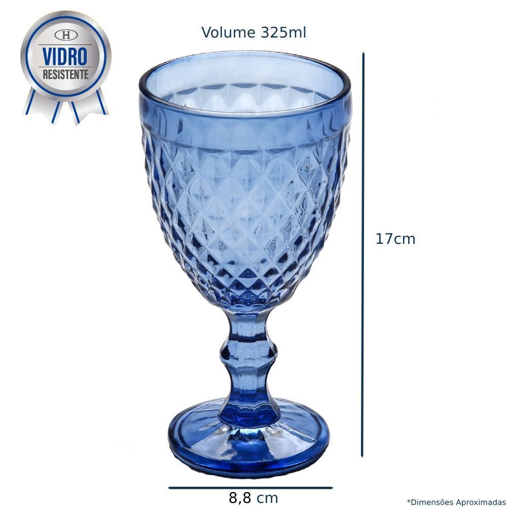 Taça Para Água Bico De Abacaxi Lyor 325Ml - Azul