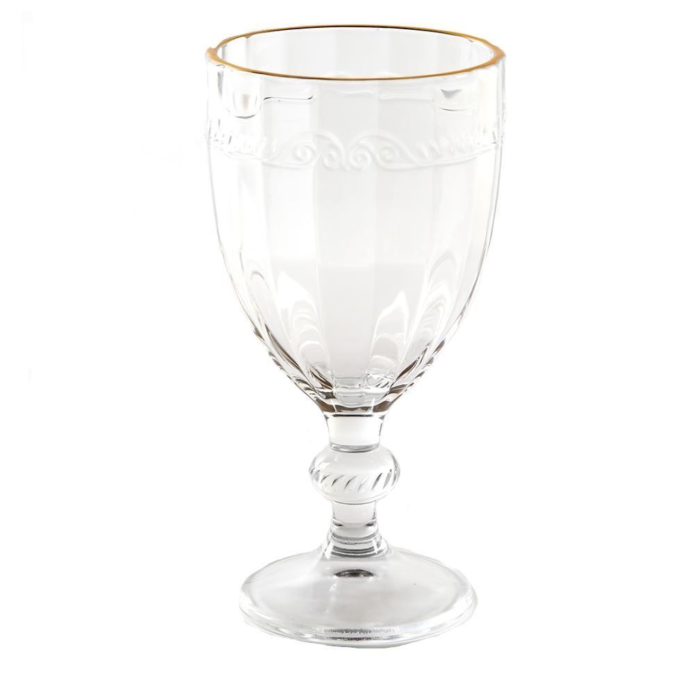 Taça Para Água Imperial Filete Dourado Lyor 330Ml - Transparente
