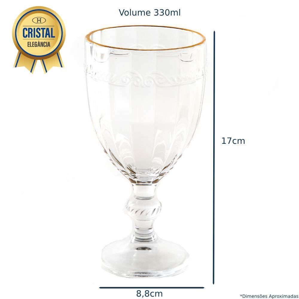 Taça Para Água Imperial Filete Dourado Lyor 330Ml - Transparente