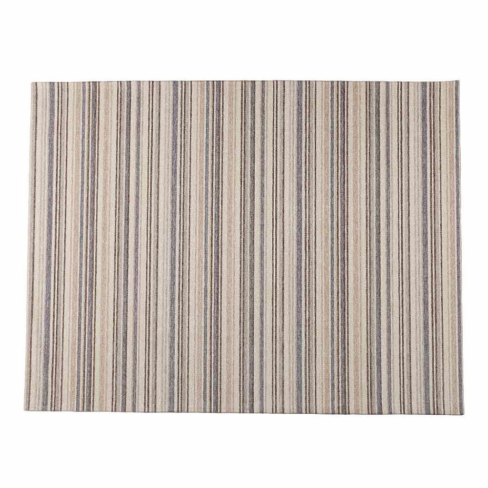 Tapete para Quarto e Sala Chenile 1,20X1,60 m Havan Casa - Listras Bege e Azul