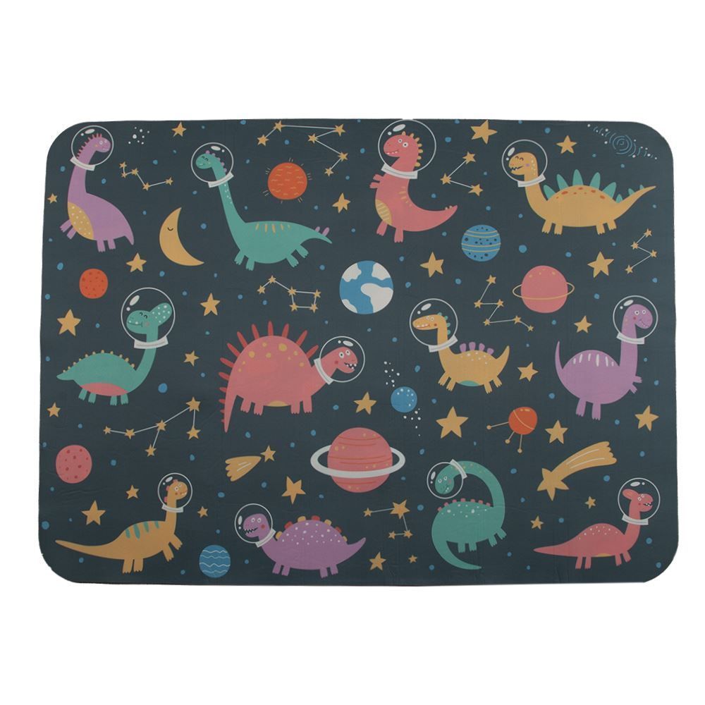 Tapete Infantil Para Atividades Estampado 95X130 Cm Transfer Havan Casa - Azul Escuro Dino Astronauta