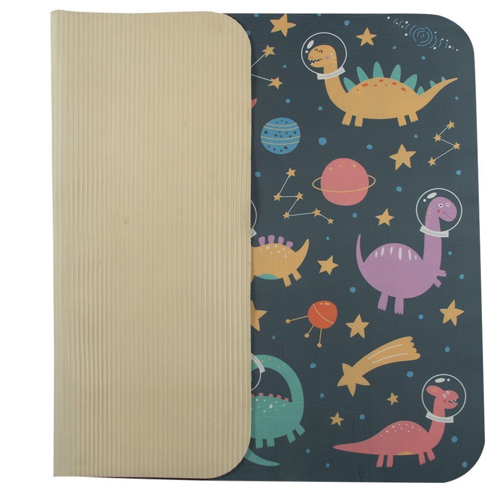Tapete Infantil Para Atividades Estampado 95X130 Cm Transfer Havan Casa - Azul Escuro Dino Astronauta