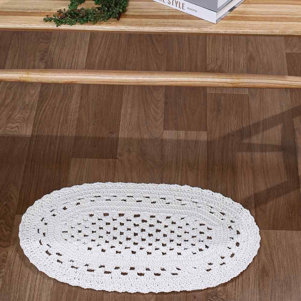 Tapete De Croche Oval Romano 40X60 Cm Havan - Branco