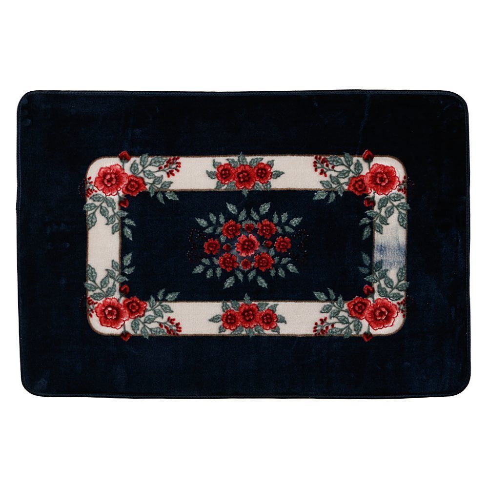 Tapete Sevilha Antiderrapante 60X90cm Solecasa - Floral Azul