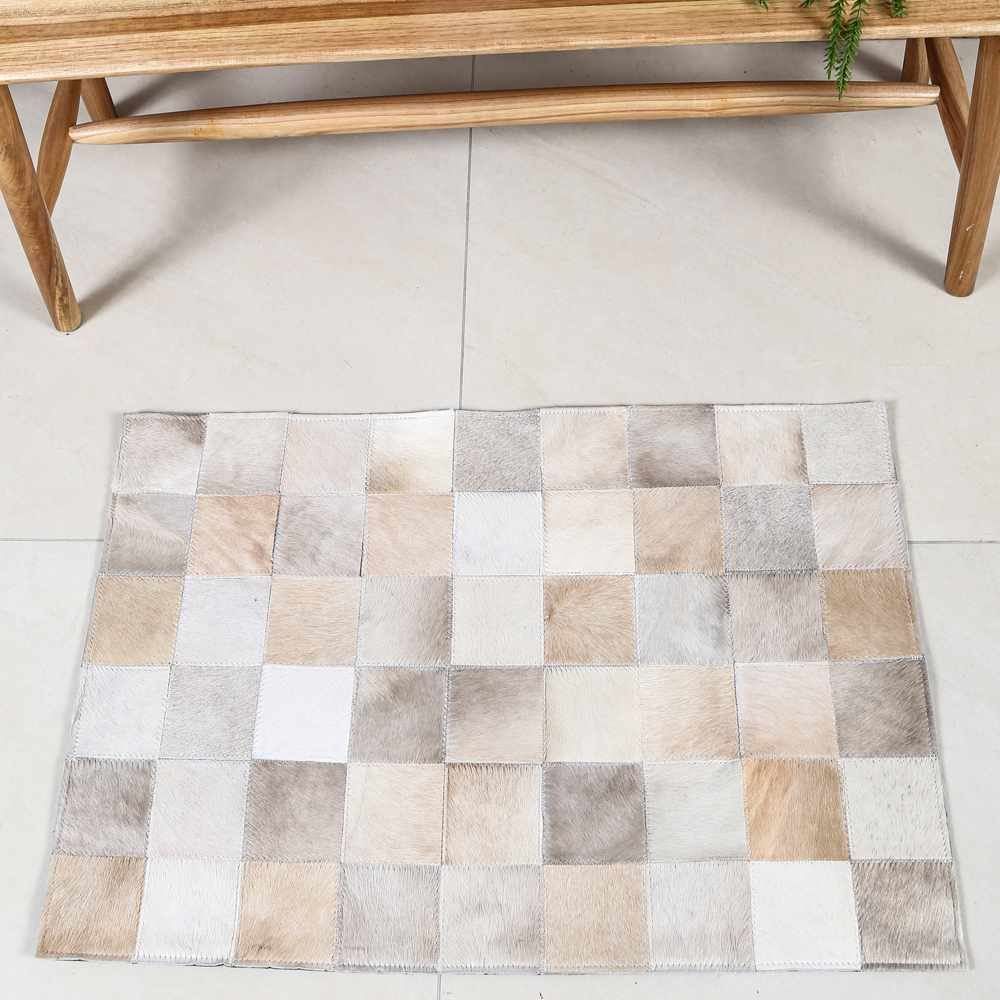 Tapete Texas 100% Couro Quarto E Sala 60X90 Cm Havan - Bege e Branco
