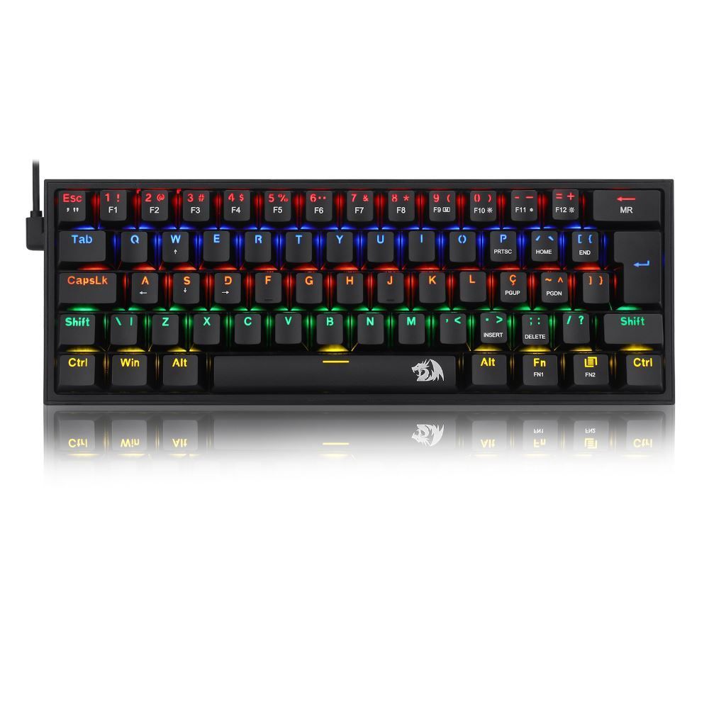 Teclado Mecânico Gamer Redragon Fizz Preto Rgb K617-Rgb-B