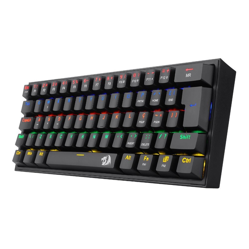 Teclado Mecânico Gamer Redragon Fizz Preto Rgb K617-Rgb-B