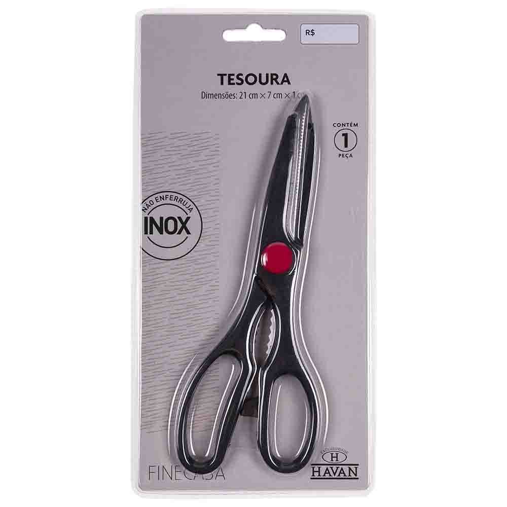Tesoura Para Cozinha 21Cm Finecasa - Preto