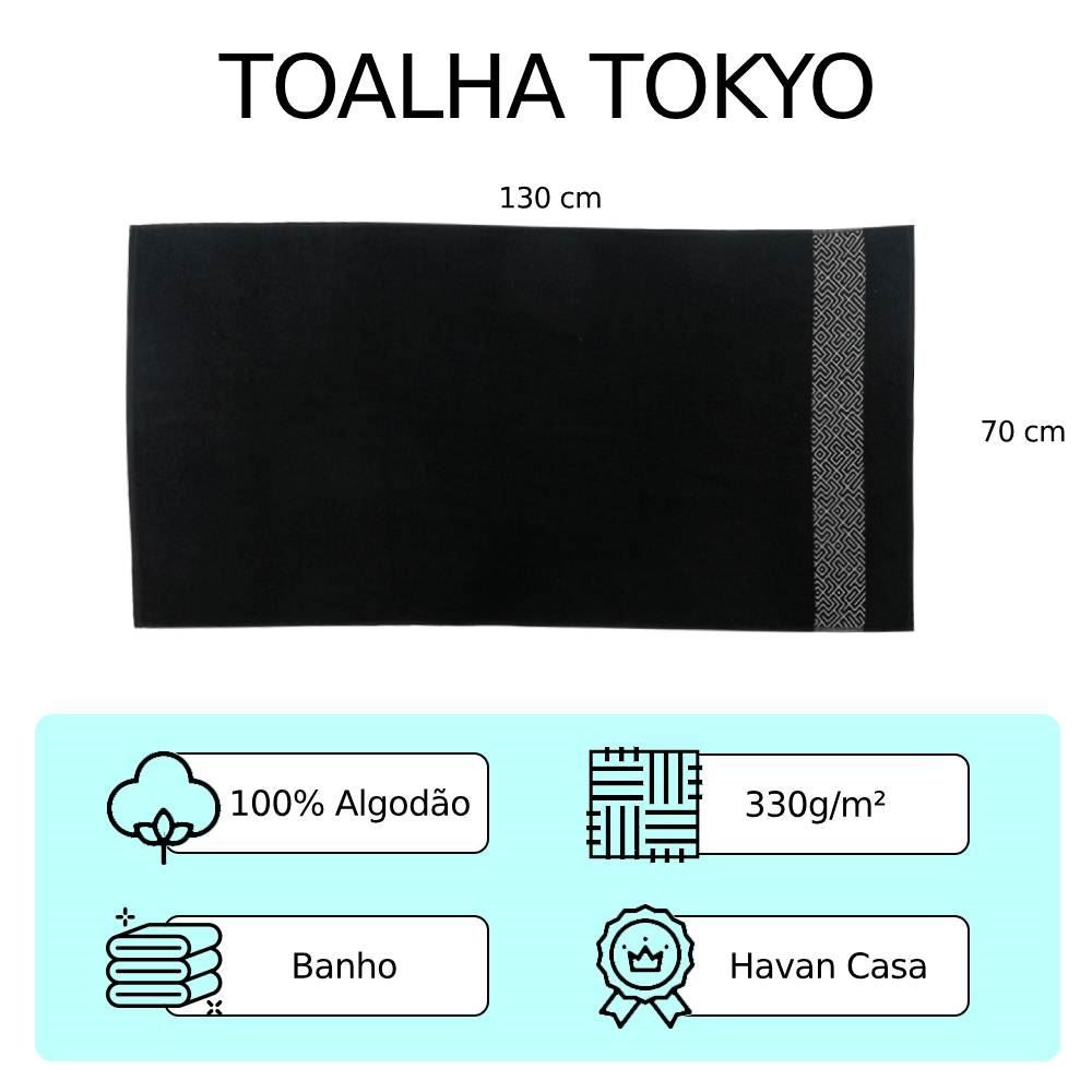 Toalha De Banho 100% Algodão Tokyo Havan Casa - Preto