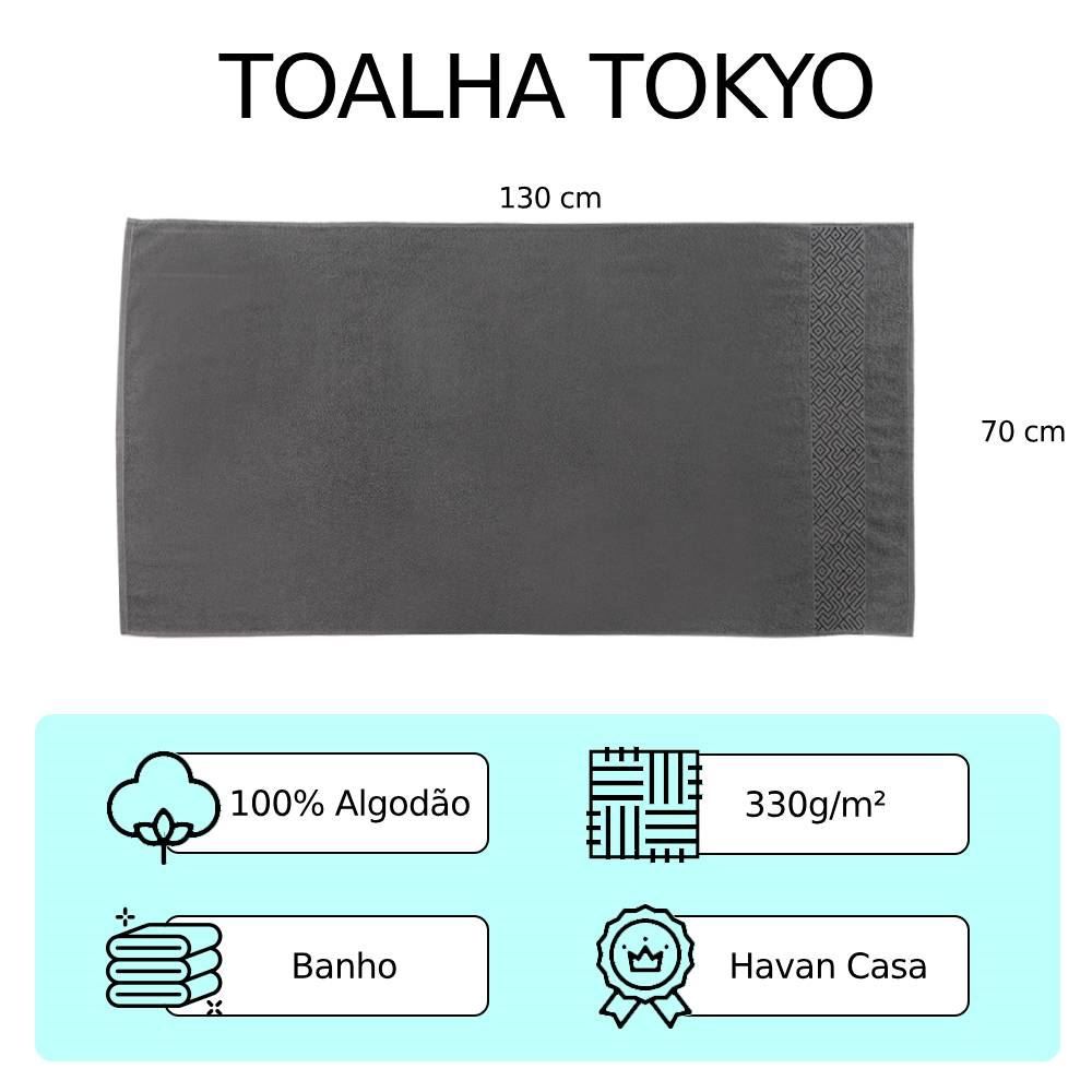 Toalha De Banho 100% Algodão Tokyo Havan Casa - Cinza