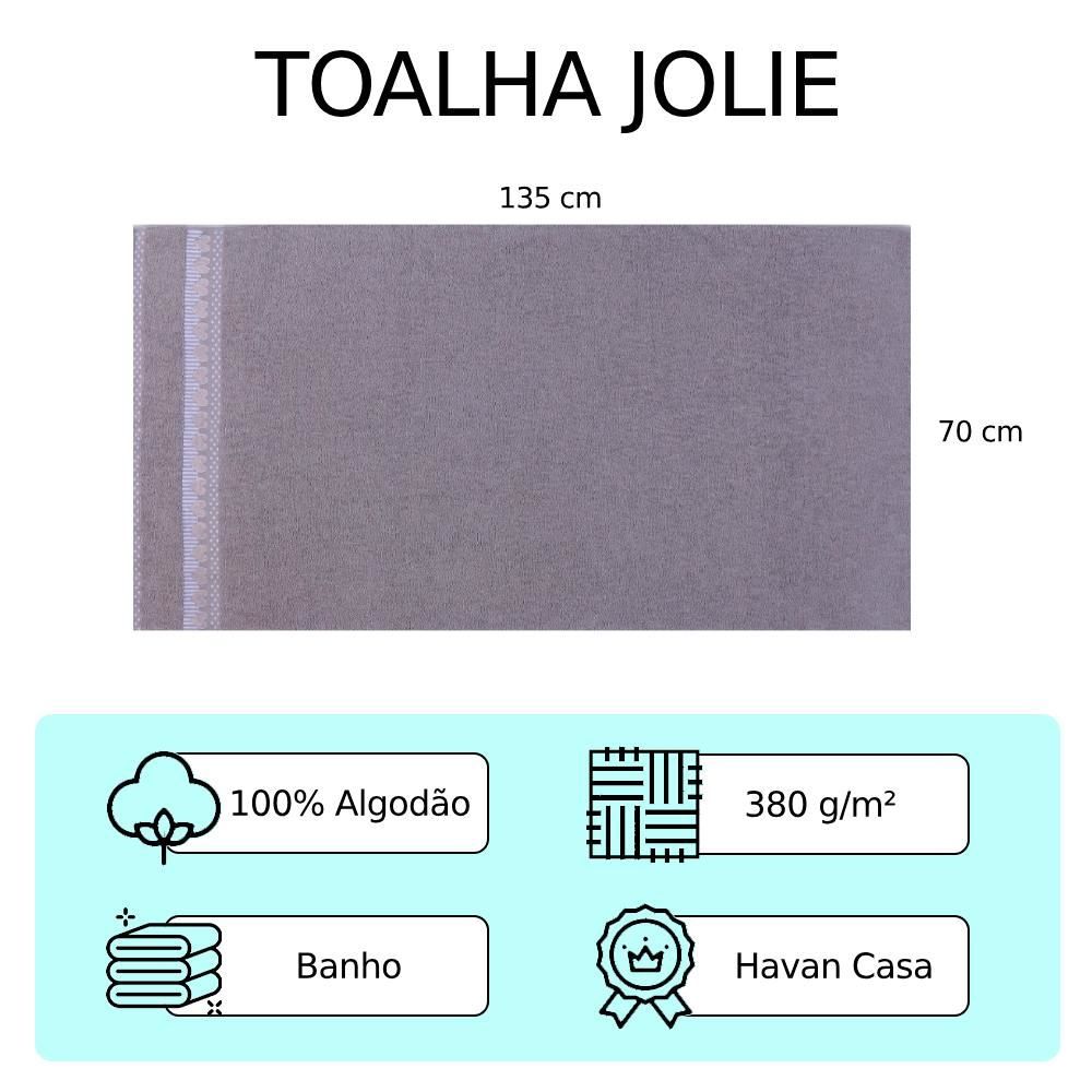 Toalha De Banho Jolie 100% Algodão Havan Casa - Cinza
