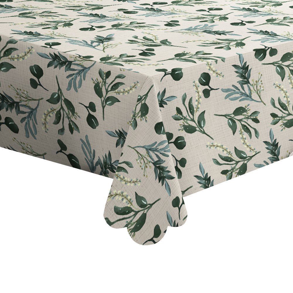 Toalha De Mesa 1,40 X 1,40 M Estampada Havan Casa - Ervas Verdes Linho