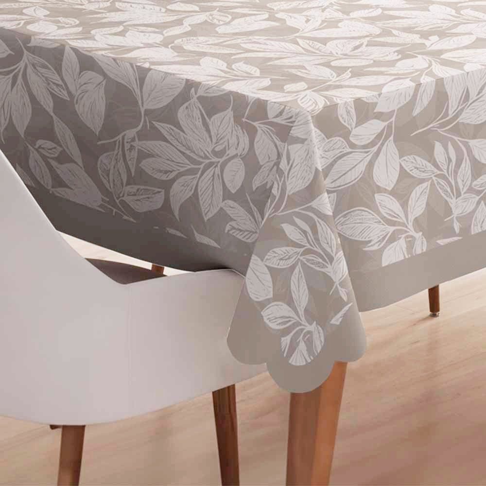 Toalha De Mesa 1,40 X 1,40 M Estampada Havan Casa - Folhas Cinza