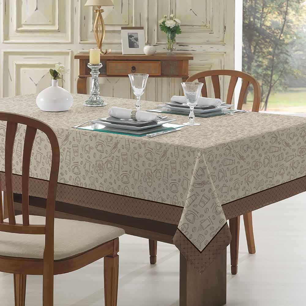 Toalha De Mesa 1,40 X 2,10M Clean Döhler - Desenho Café
