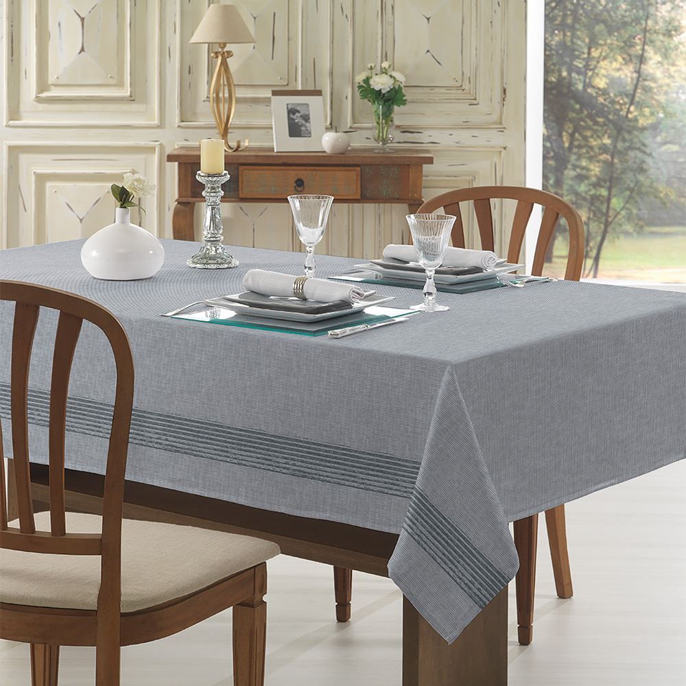 Toalha De Mesa 1,40X2,10M Döhler Clean - Listra Cinza