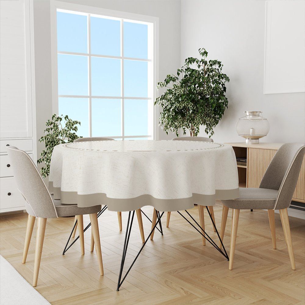 Toalha De Mesa 1,50M Redonda Estampada Havan Casa - Areia