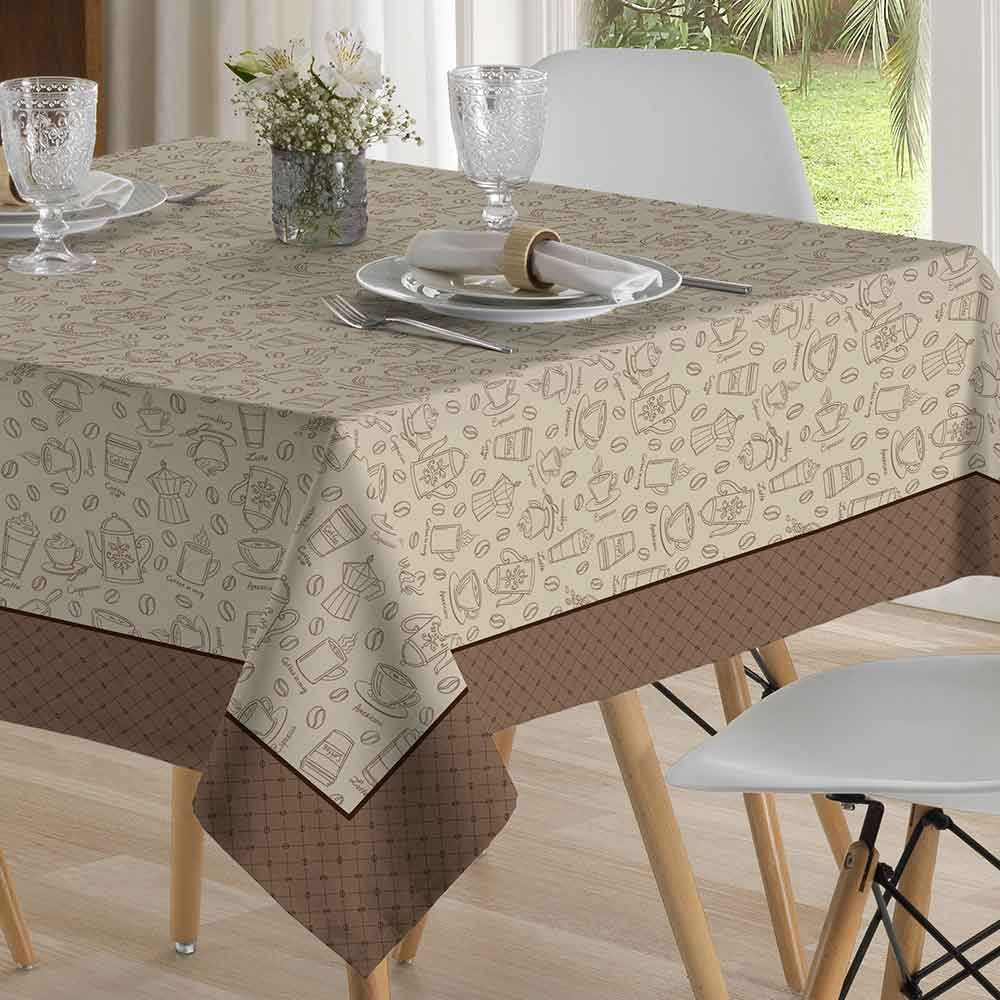 Toalha De Mesa 1,40 X 1,40 M Clean Döhler  - Desenho Café