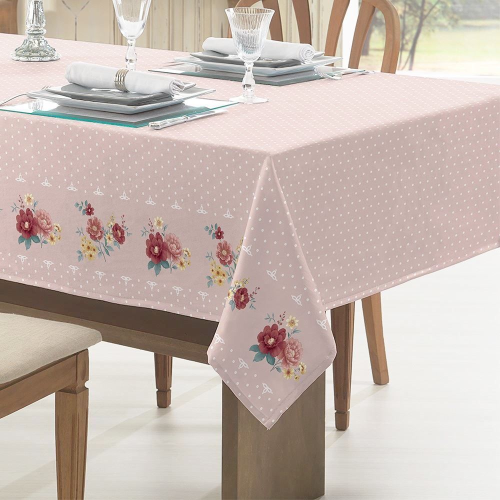Toalha De Mesa 1,40 X 1,40 M Clean  Döhler - Flores Vintage