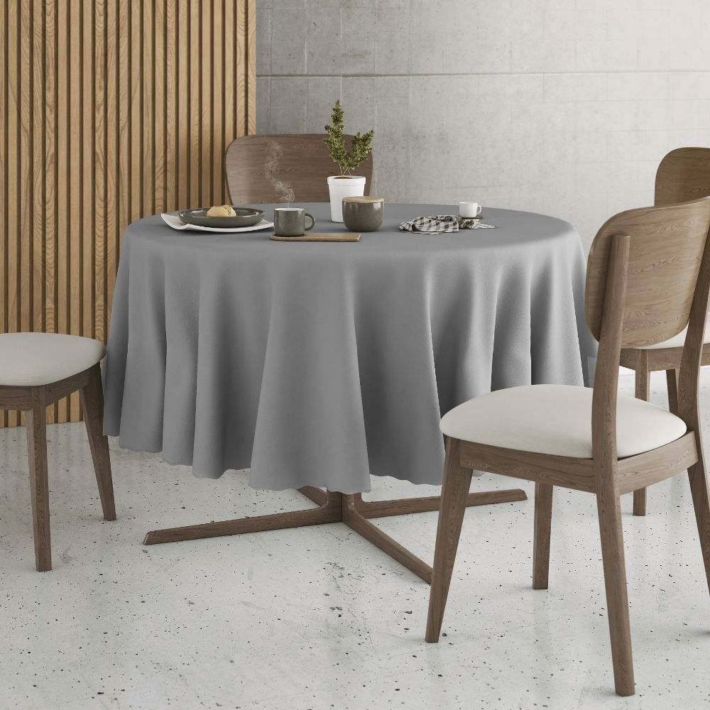Toalha De Mesa Redonda 1,80 M Gourmet Salehtex - Prata