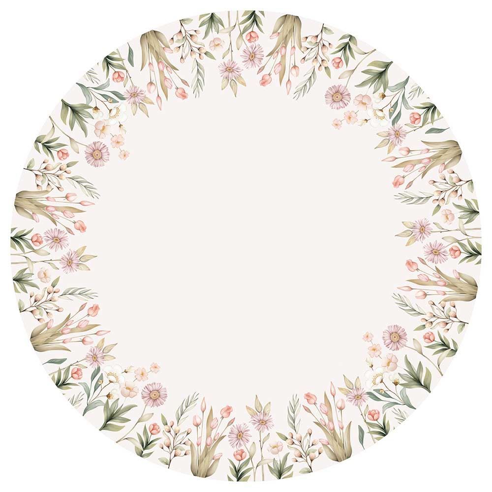 Toalha De Mesa Redonda Clean Renova Dohler - Flores Salmão