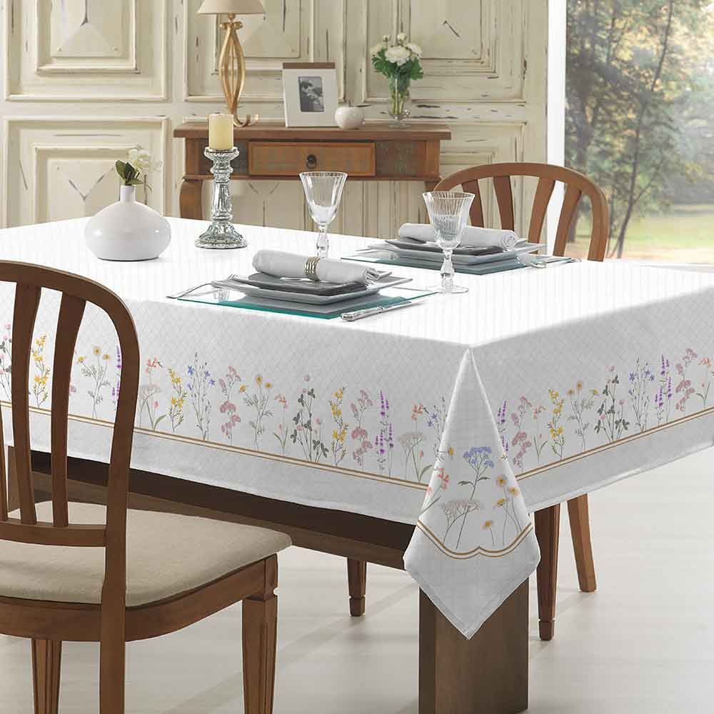 Toalha De Mesa Retangular 1,80X1,80 M Clean Renova Döhler - Floral Boho