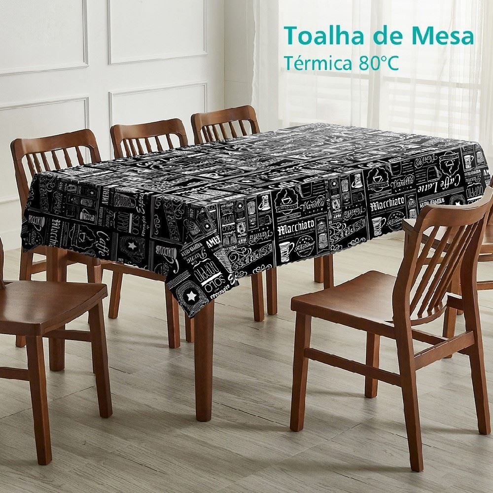 Toalha De Mesa Térmica 1,38X1,38 M Salehtex - Café Expresso Preto