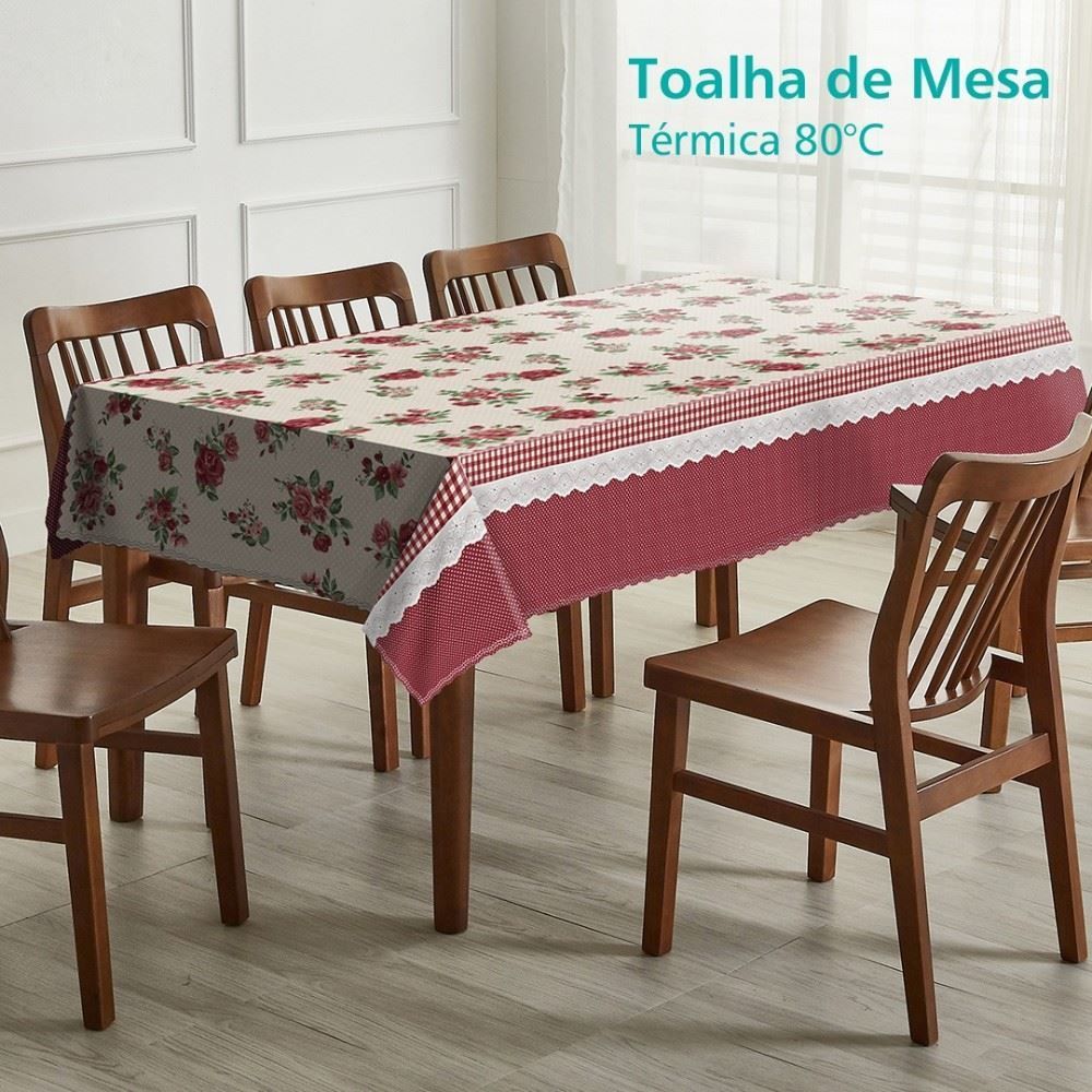 Toalha De Mesa Térmica 1,38X2,10 M Salehtex - Sophia Flores Rosa