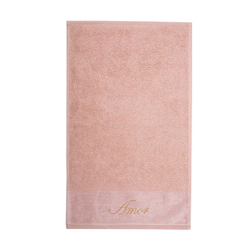 Toalha De Rosto Bordada Desejos - Veludo Rosa Amor