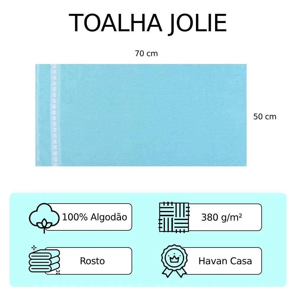 Toalha De Rosto 100% Algodão Jolie Havan Casa - Azul Pastel