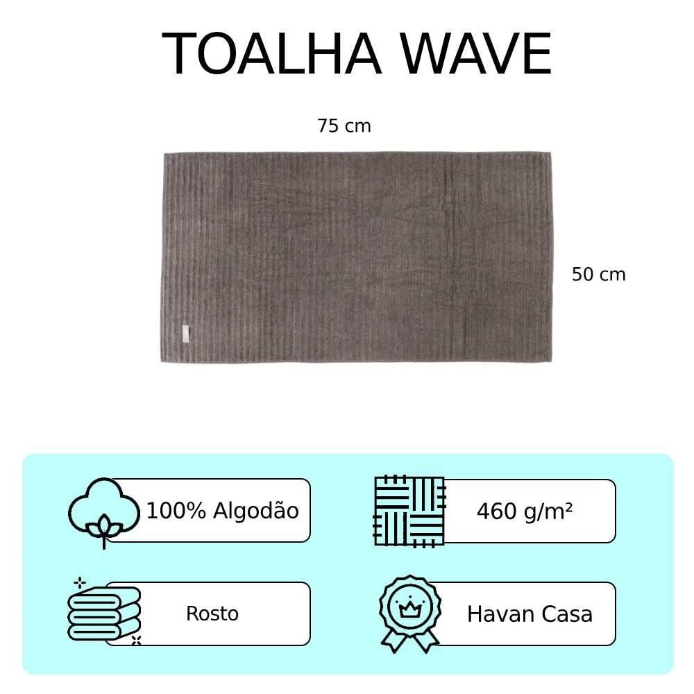 Toalha De Rosto 100% Algodão Wave Havan Casa 1 Pç - Chumbo New