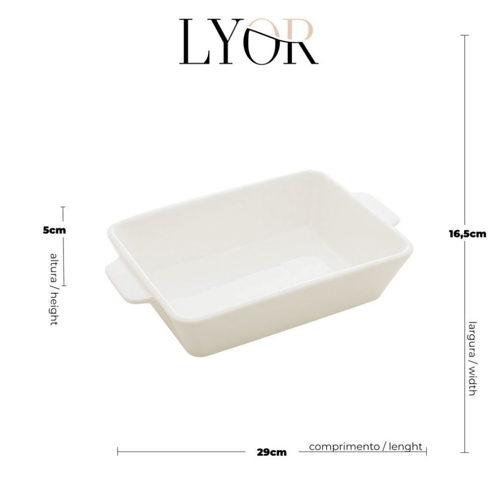 Travessa De Porcelana Com Alça Basic 1,2L - BASIC BRANCO