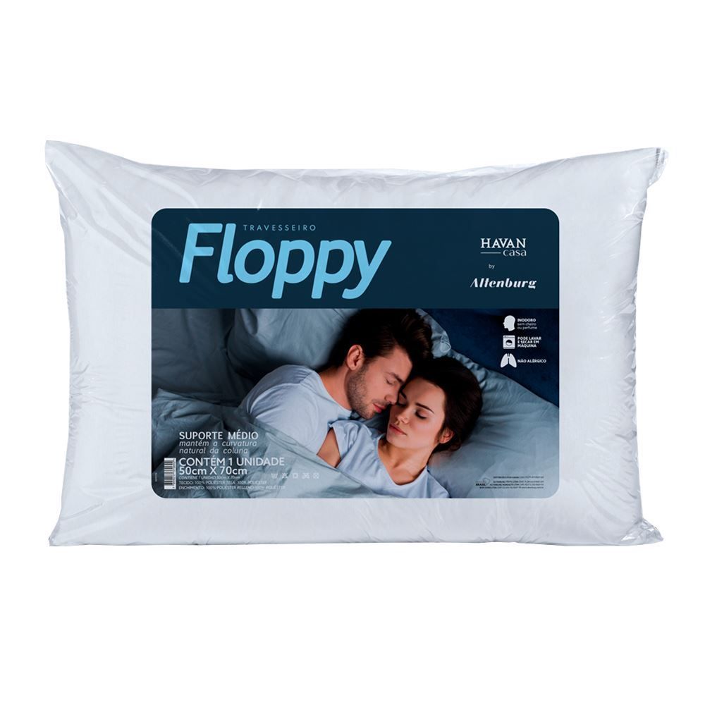 Travesseiro 50Cm X 70Cm Suporte Médio Floppy - Branco