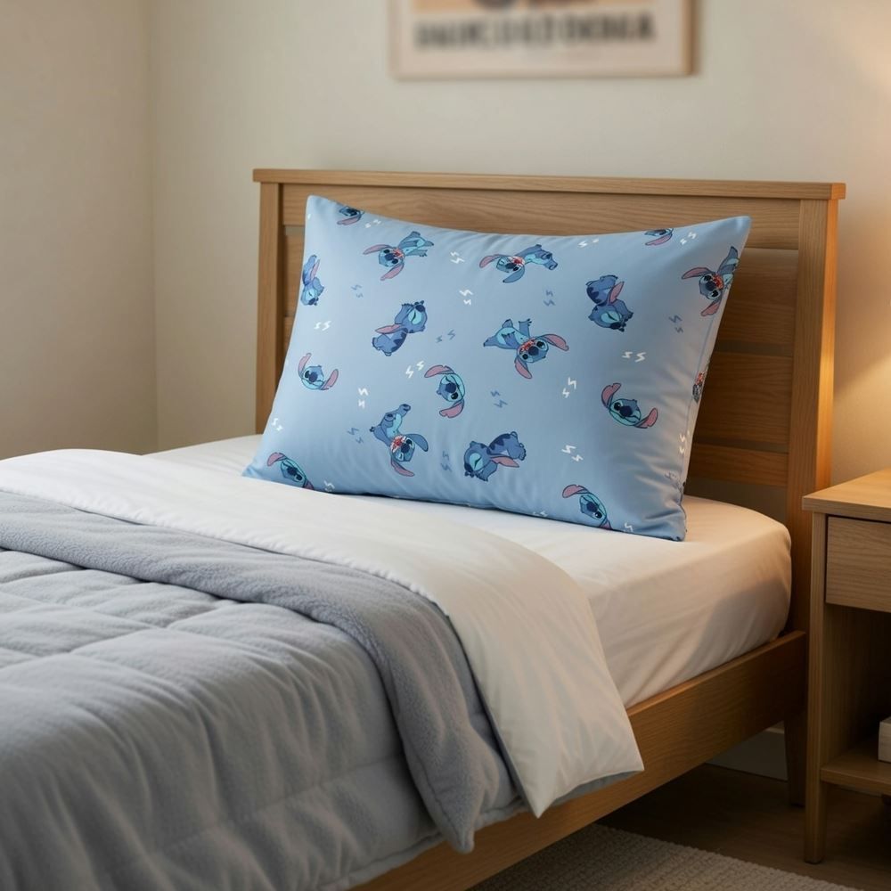 Travesseiro Infantil 100% Poliéster Disney Hedrons - Stitch Nope Rotativo