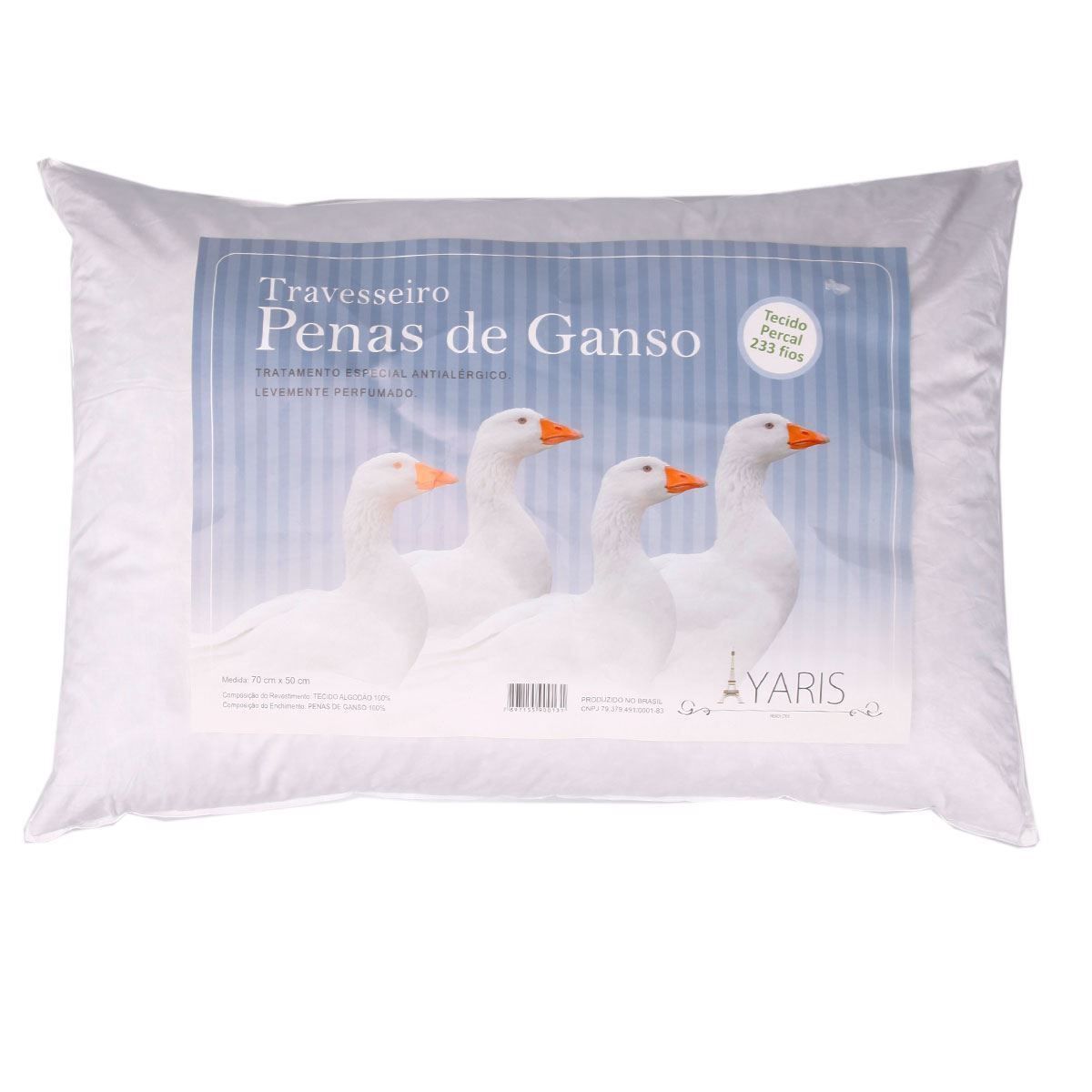 Travesseiro 50X70cm Penas De Ganso Percal 223 Fios Havan Casa - Branco