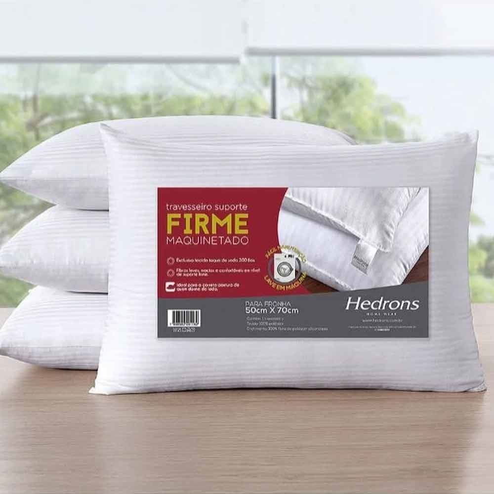 Travesseiro Suporte Firme 50X70 Cm Maquinetado Hedrons - Branco