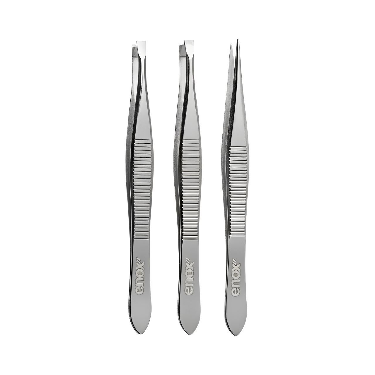 Trio De Pinças Para Sobrancelha Enox - Aço Inox