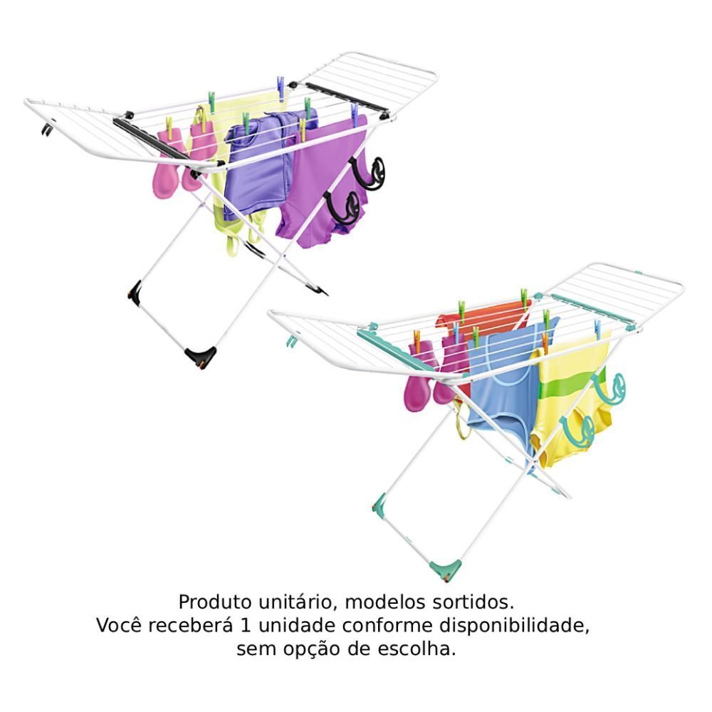 Varal de Chão com Abas e Rodinhas Pegasús Secalux - Branco