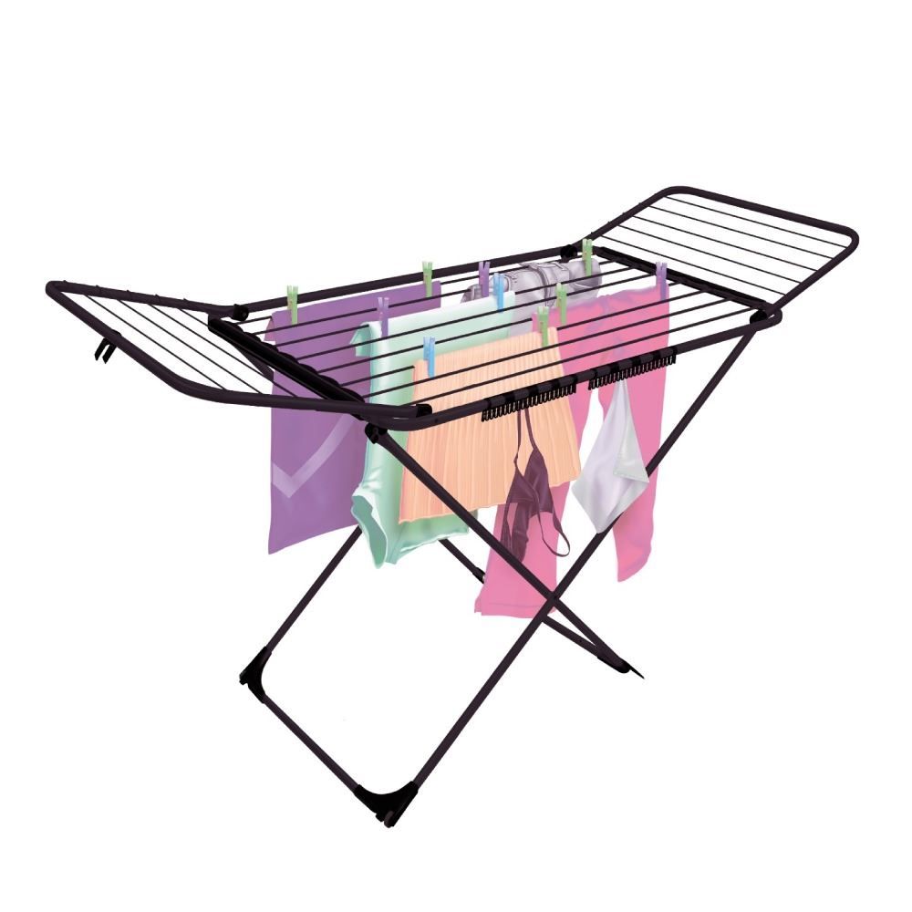 Varal De Chão Com Abas E Rodinhas Pegasús Secalux - Preto 